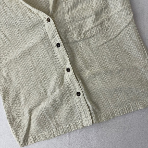 Patagonia Womens Medium Organic Cotton Seersucker Button Down Shirt Beige F25 - Picture 5 of 10